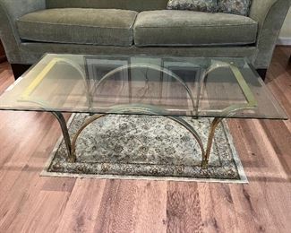 Glass / brass mid-century modern coffee table