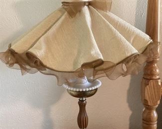 Vintage Hobnail Milk Glass & Brass Granny Lamp, 1 of 2 in this auction