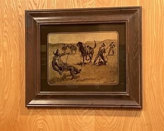 Remington TEACHING A PONTY TO PACK DEAD GAME, 1890's Illustration from Harper's Weekly