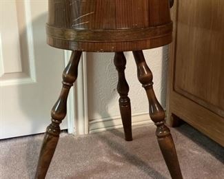 Vintage Sewing Bucket / Basket on 3 Turned Legs