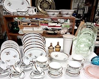 Much china and glassware. Shenango China made expressly for Regnier Merc. St. Joseph-Kans. City