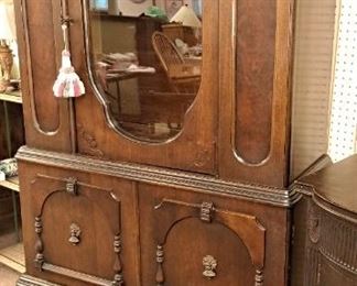 Antique glass front bookcase/cabinet