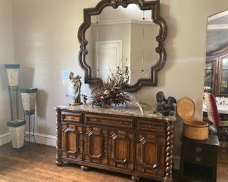 Beautiful buffet and large decorative mirror