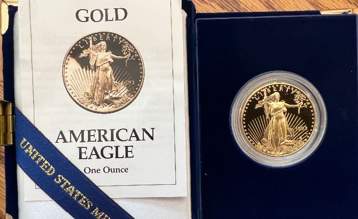 1 Oz Gold American Eagle Coin in Case with Paperwork 