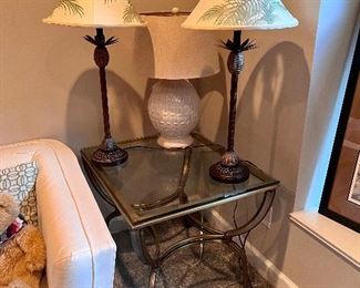 Lamps & Glass Top Side Table