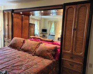 $350 - each side is 78" high x 26" wide x 17" deep; middle section is 27" high x 80" wide x 18" deep (mirrors are attached to the wall)