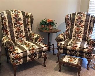 Wingback Chairs w/Footstool