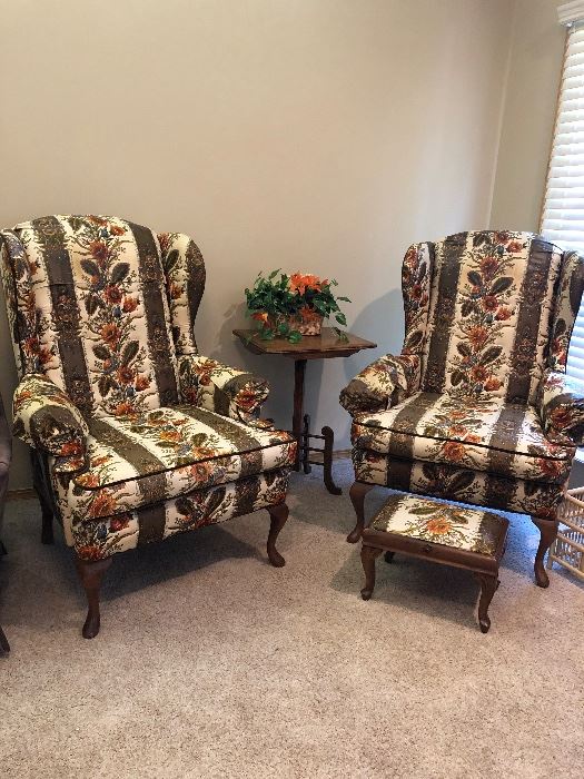 Wingback Chairs w/Footstool