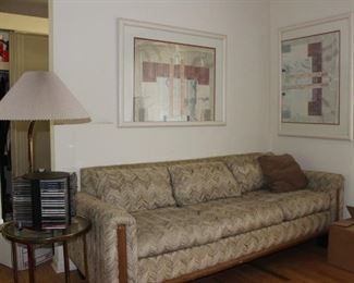 Sofa, Lamp Table, CD's, Art