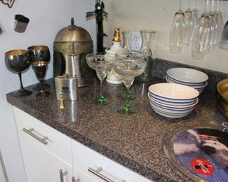 Knights Ice Bucket, Bowls, Stemware, Tray