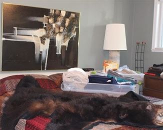 Art and Bear Rug, Linens, Lamp, CD holder