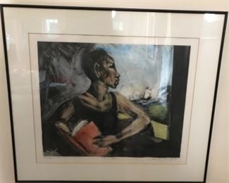 Mono type withWatercolor “WAITING IN JAMAICA” By Laura lee Cundiff 