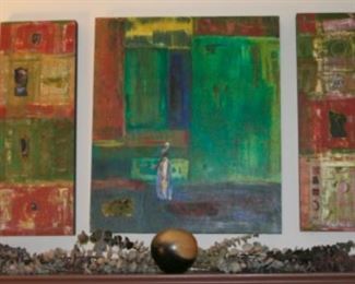 Mixed media 3 piece collage 1995 Marjorie  Guyon