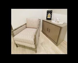 Grey faux bamboo chair by Ethan allen