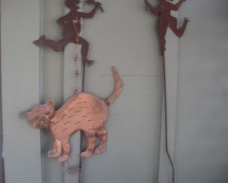 Copper cat, steel yard art
