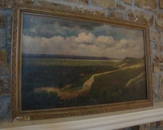 Antique oil painting of Council Bluffs, Iowa