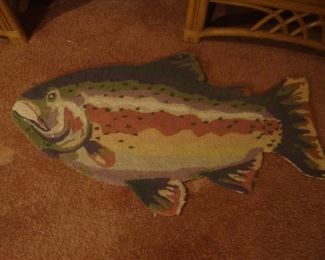 Hooked fish rug