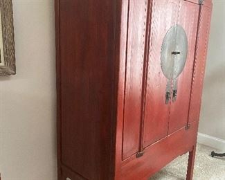 (F#4) Chinese wedding cabinet. Purchased 20 years ago as an antique. No formal documentation. Measures 47" wide x 21.25" deep x 37.5" tall. Asking $500.