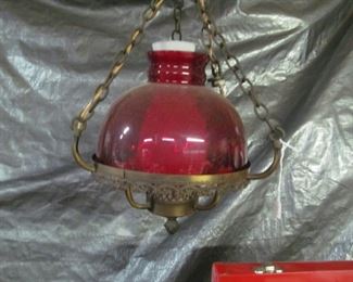 antique red hanging lamp