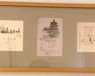 Bret Signed Watercolor Studies Of Sights In Egypt, Asia,  Jerusalem