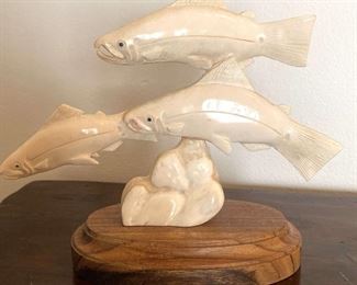 Salmon Swimming Upstream Sculpture