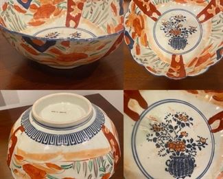 Antique Japanese Imari Hand Painted Scalloped Bowl