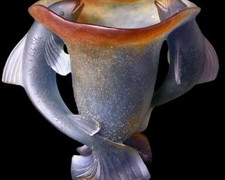 Daum Nancy Pate de Verre Fish Vase