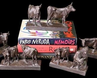 Joe FarFard Bronze Cow Pool  Sculptures