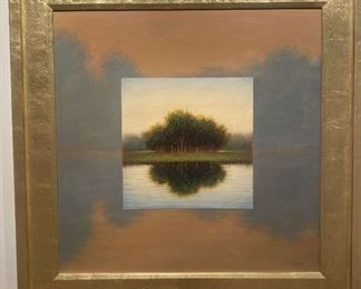 Original Signed Travis Hall Painting Oil On Board