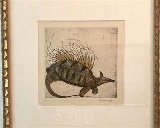 Signed Briony MorrowCribbs Hand Colored Etching