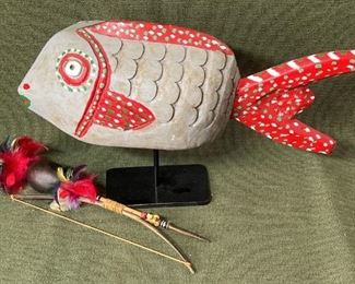 Wood Fish Sculpture Artist Unknown