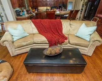 Flexsteel Curved Sofa & Storage Ottoman