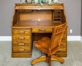 Oak Roll Top Desk