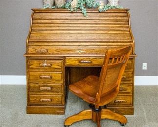 Oak Roll Top Desk