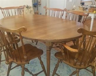 Tell City Chair Co. Hard Rock Maple Dining Table & 6 Chairs 