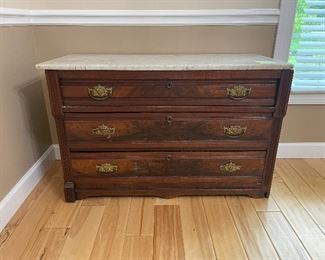 Beautiful Victorian marble top chest. 