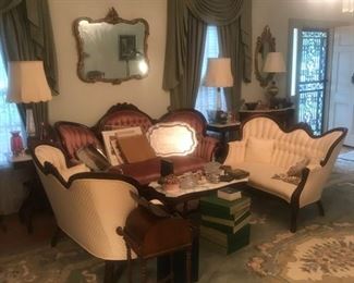 Victorian medallion back sofa and settees