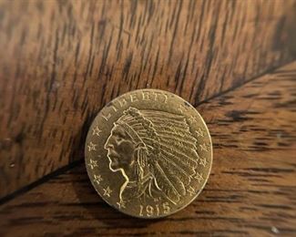 1915 GOLD 2 1/2 Dollar Indian Head Coin