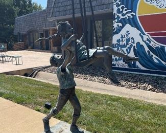 Bronze Life Size Sculpture "Boy Pushing Girl on Swing" Purchased from San Francisco's Fisherman's Wharf