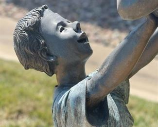 Bronze Life Size Sculpture "Boy Pushing Girl on Swing" Purchased from San Francisco's Fisherman's Wharf