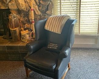 Blue Leather Wingback Chair(s) by PEARSONS