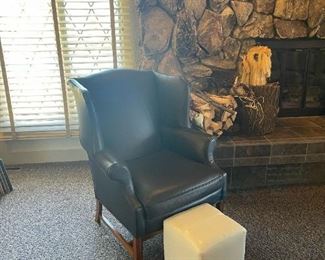 Blue Leather Wingback Chair(s) by PEARSONS