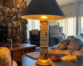 Vintage Brass Wrapped Table Lamp