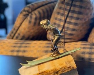 Signed BIJAN Bronze Skier Sculpture