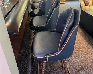 Vintage Blue Leather Barstools