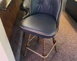 Vintage Blue Leather Barstools
