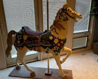 Hand Painted Replica Carousel Horse on Platform