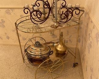 Vintage Brass Tea Cart