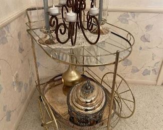 Vintage Brass Tea Cart