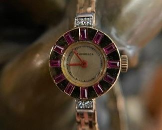 BUCHERER 18K GOLD and RUBY Ladies Watch - Comes with Current Appraisal